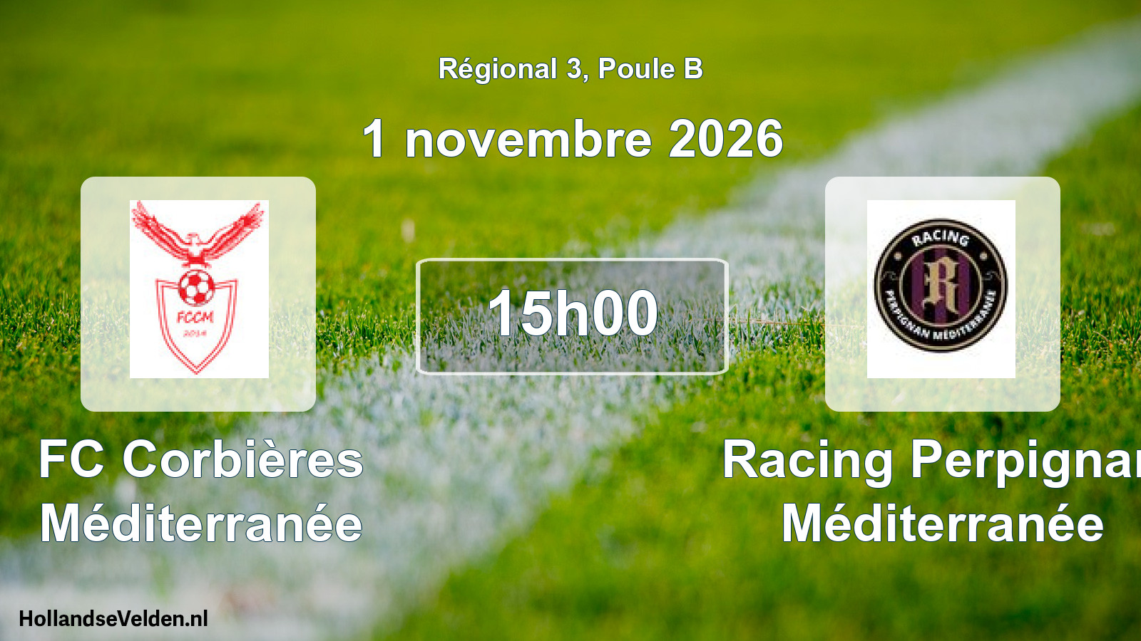 Match programmé: FC Corbières Méditerranée - Racing Perpignan Méditerranée (1 novembre 2026)