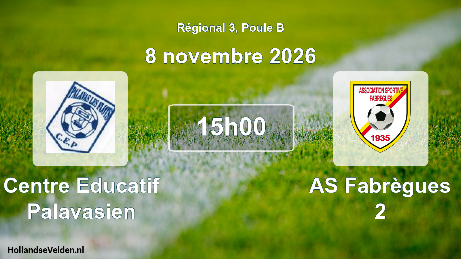 Match programmé: Centre Educatif Palavasien - AS Fabrègues 2 (8 novembre 2026)