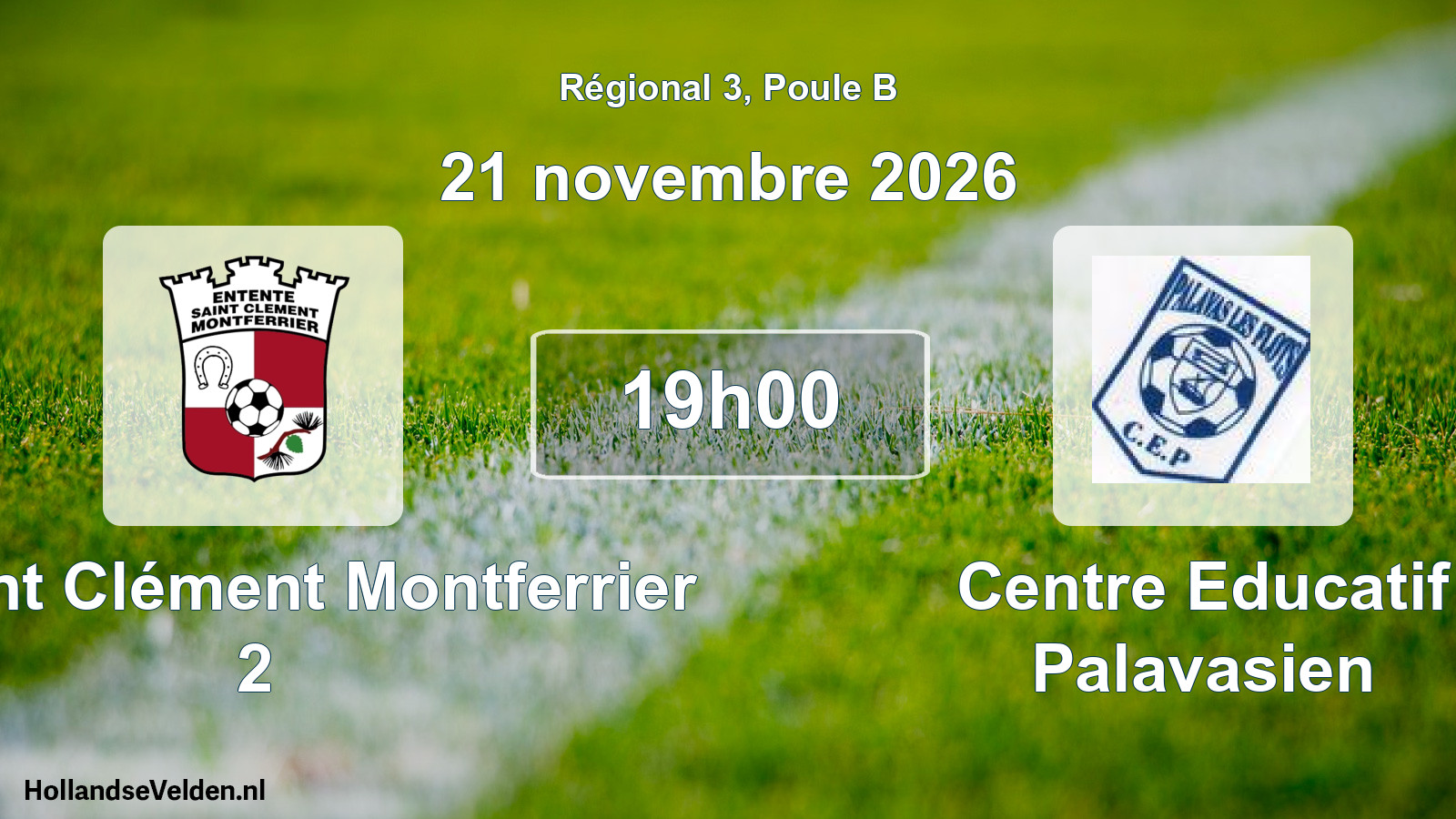 Match programmé: E Saint Clément Montferrier 2 - Centre Educatif Palavasien (21 novembre 2026)