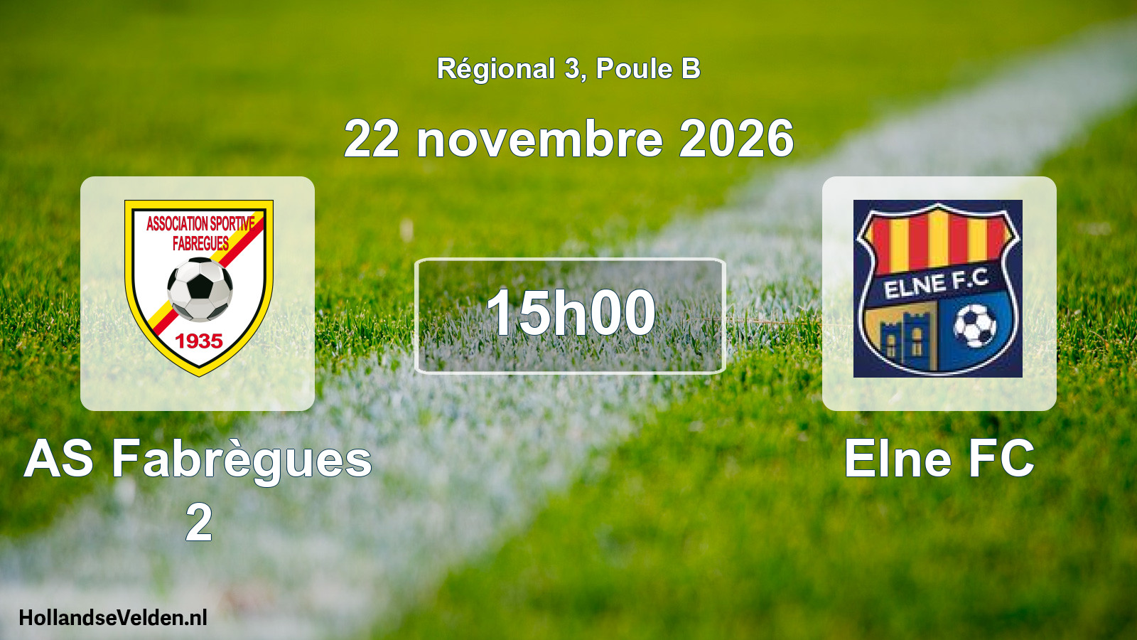 Match programmé: AS Fabrègues 2 - Elne FC (22 novembre 2026)