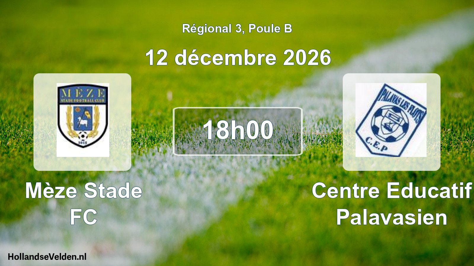 Match programmé: Mèze Stade FC - Centre Educatif Palavasien (12 décembre 2026)