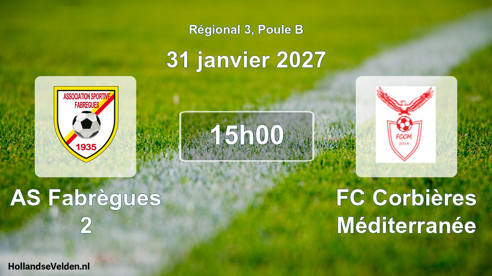 Match programmé: AS Fabrègues 2 - FC Corbières Méditerranée (31 janvier 2027)