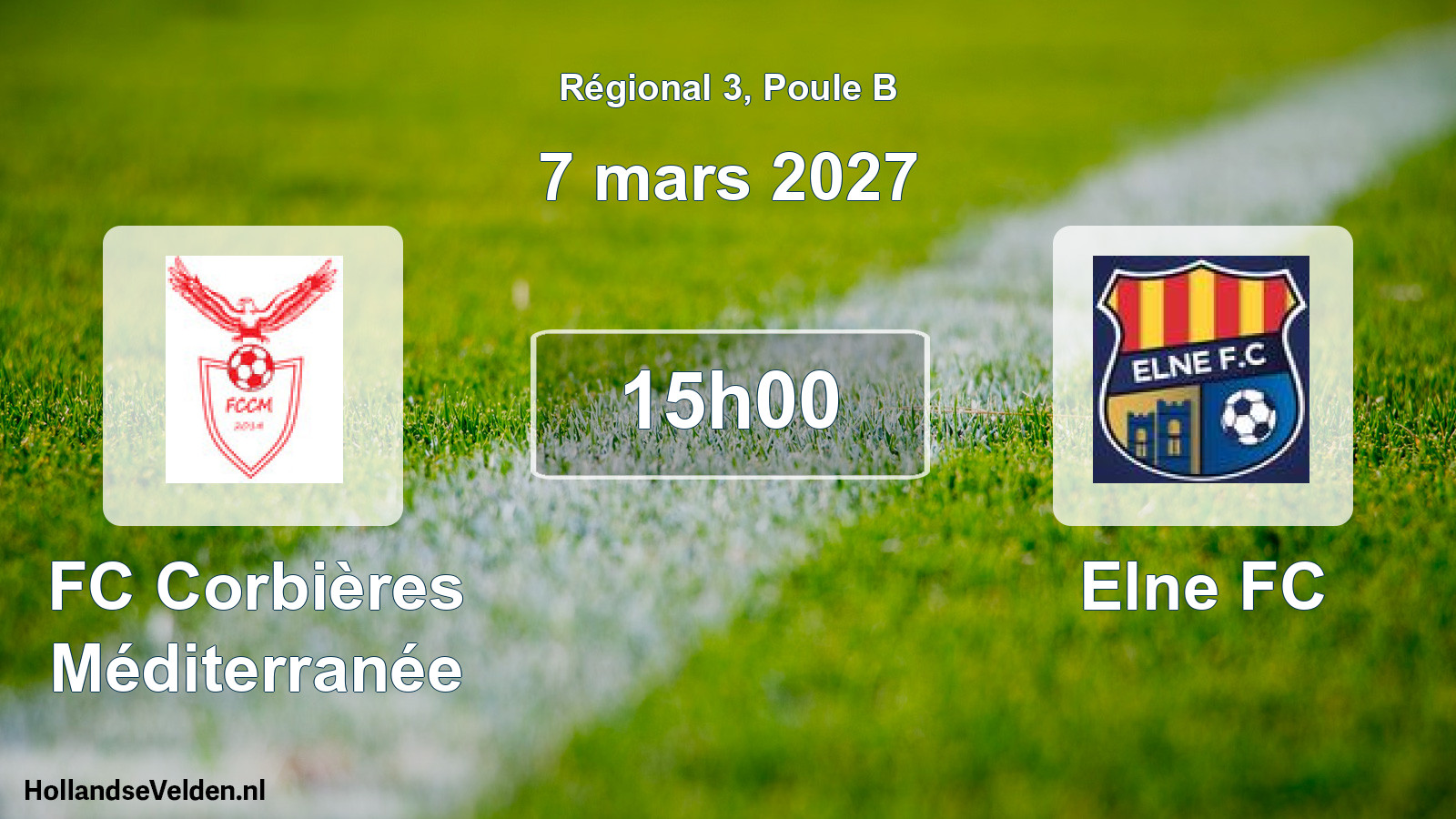 Match programmé: FC Corbières Méditerranée - Elne FC (7 mars 2027)