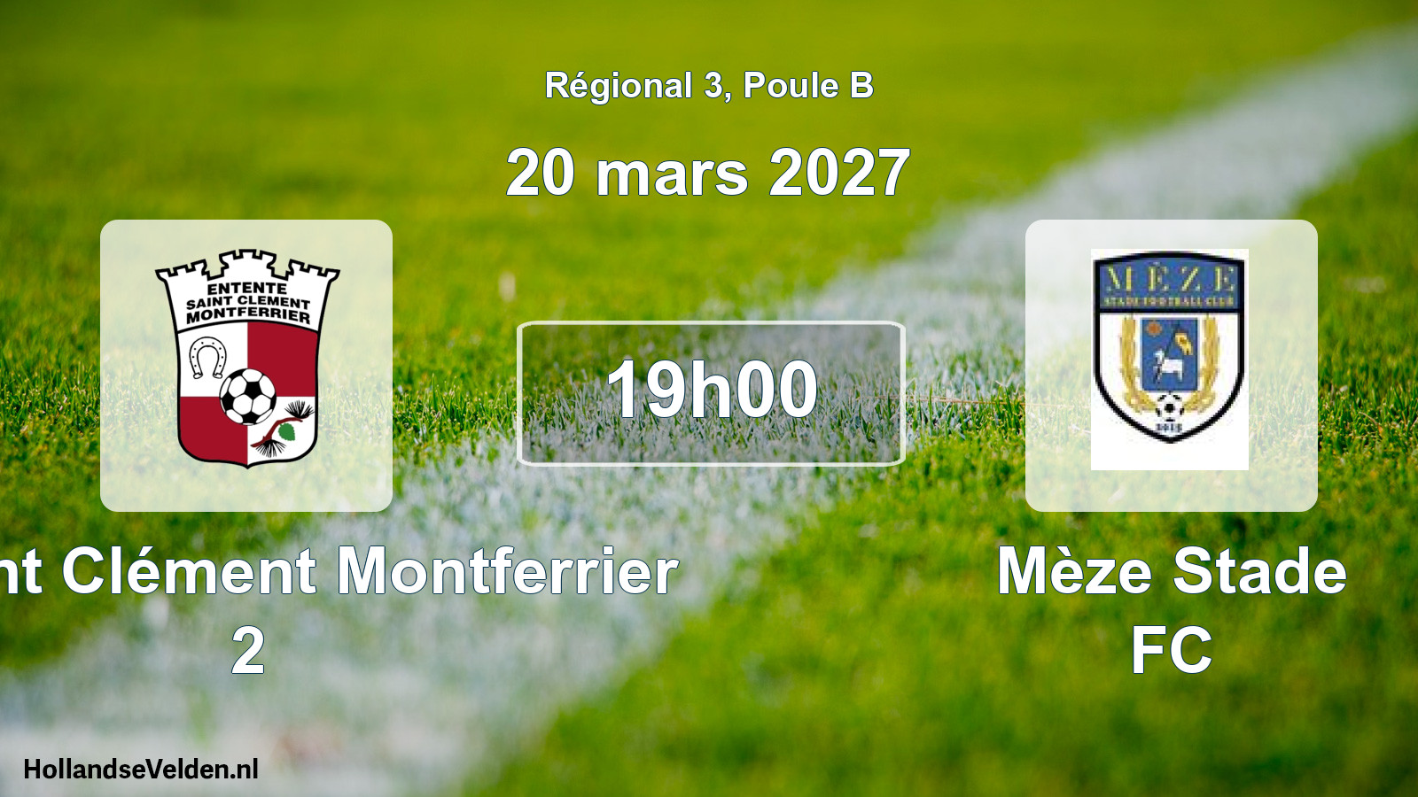 Match programmé: E Saint Clément Montferrier 2 - Mèze Stade FC (20 mars 2027)