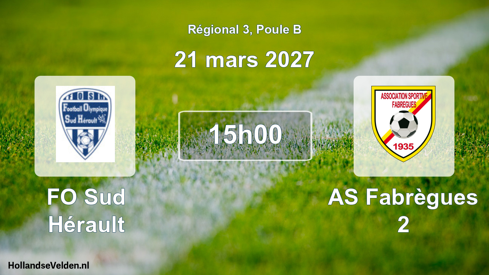 Match programmé: FO Sud Hérault - AS Fabrègues 2 (21 mars 2027)