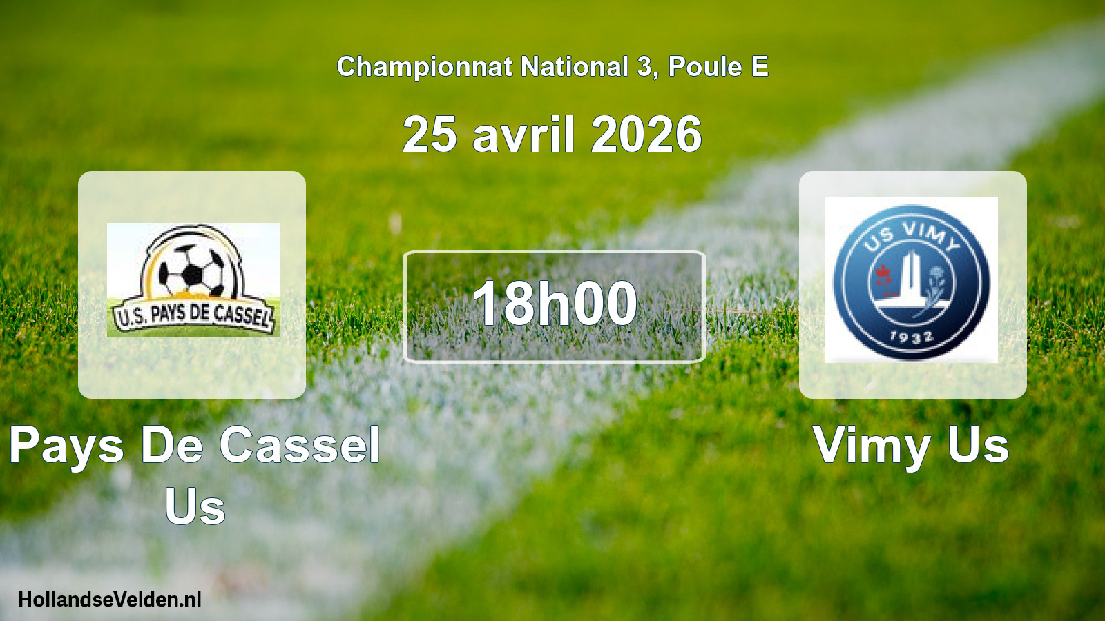 Geplande wedstrijd: Pays De Cassel Us - Vimy Us (25 april 2026)