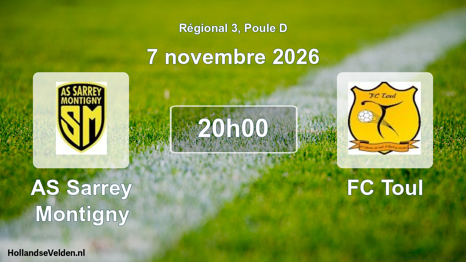 Match programmé: AS Sarrey Montigny - FC Toul (7 novembre 2026)