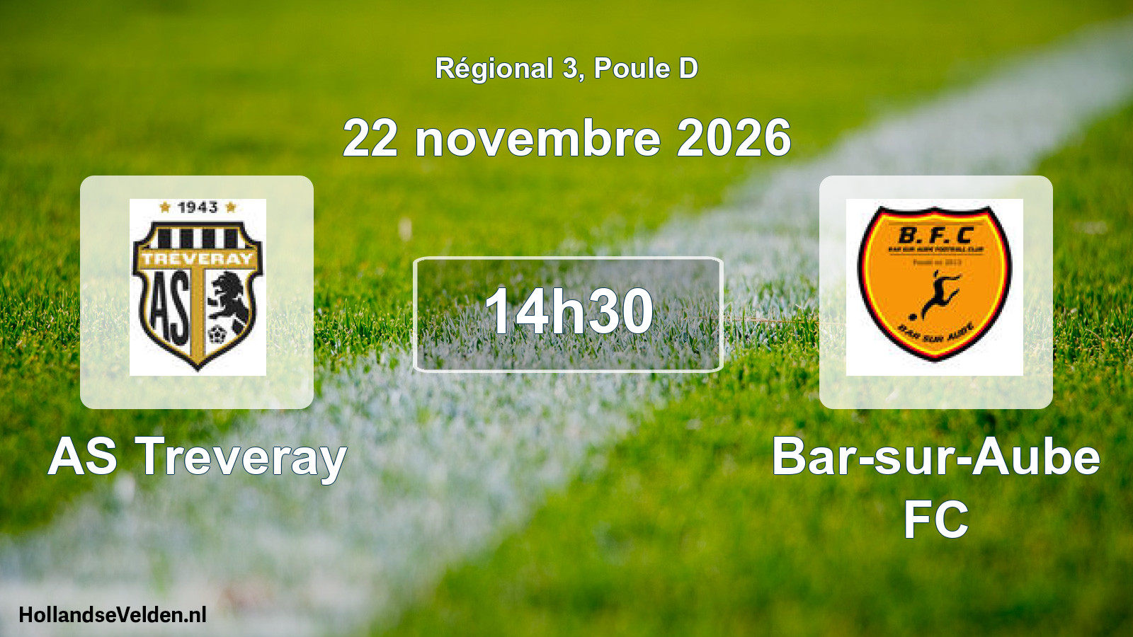 Match programmé: AS Treveray - Bar-sur-Aube FC (22 novembre 2026)
