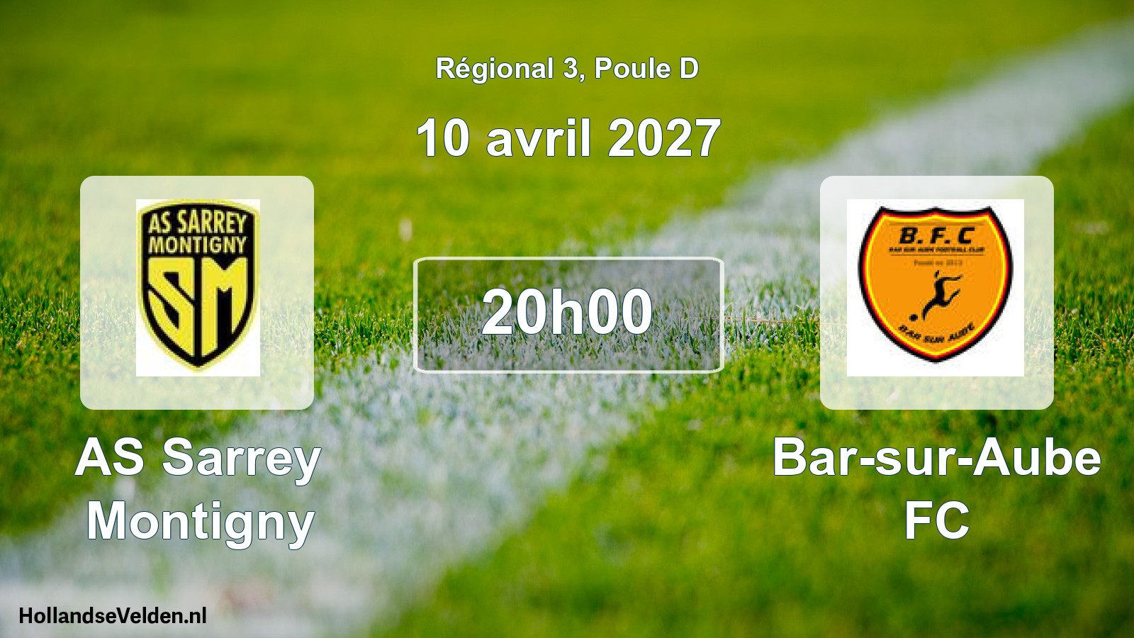 Match programmé: AS Sarrey Montigny - Bar-sur-Aube FC (10 avril 2027)
