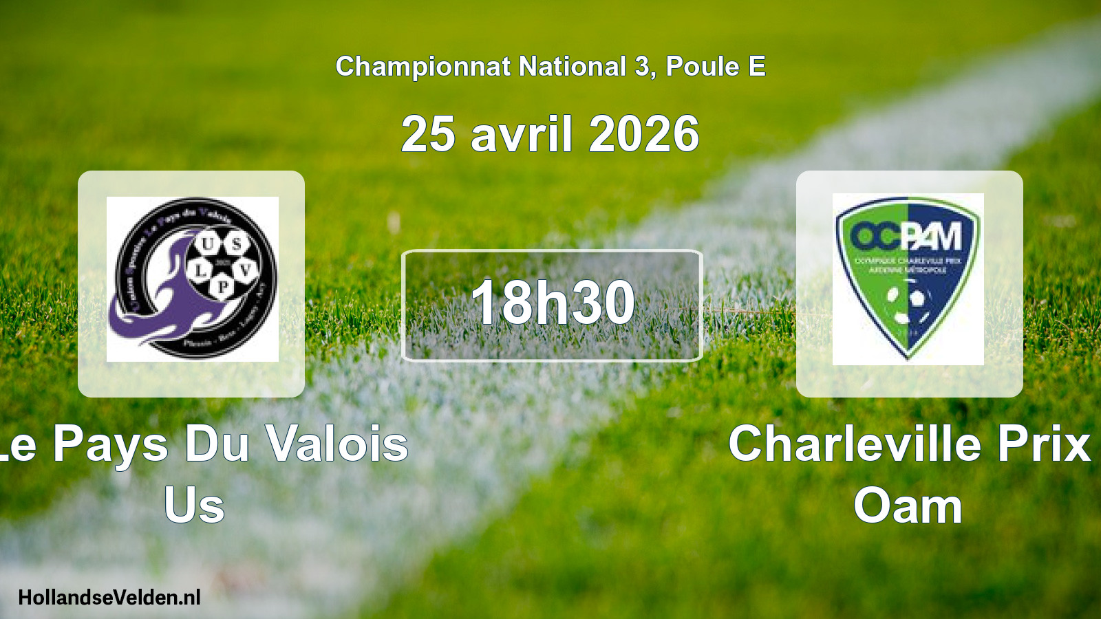 Geplande wedstrijd: Le Pays Du Valois Us - Charleville Prix Oam (25 april 2026)