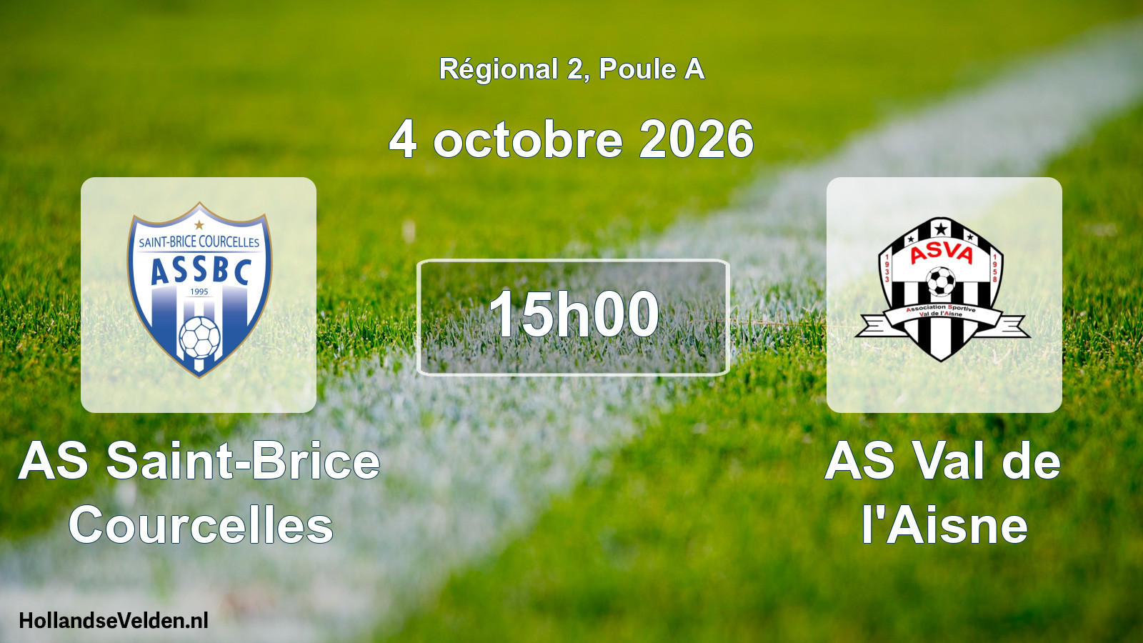Match programmé: AS Saint-Brice Courcelles - AS Val de l'Aisne (4 octobre 2026)