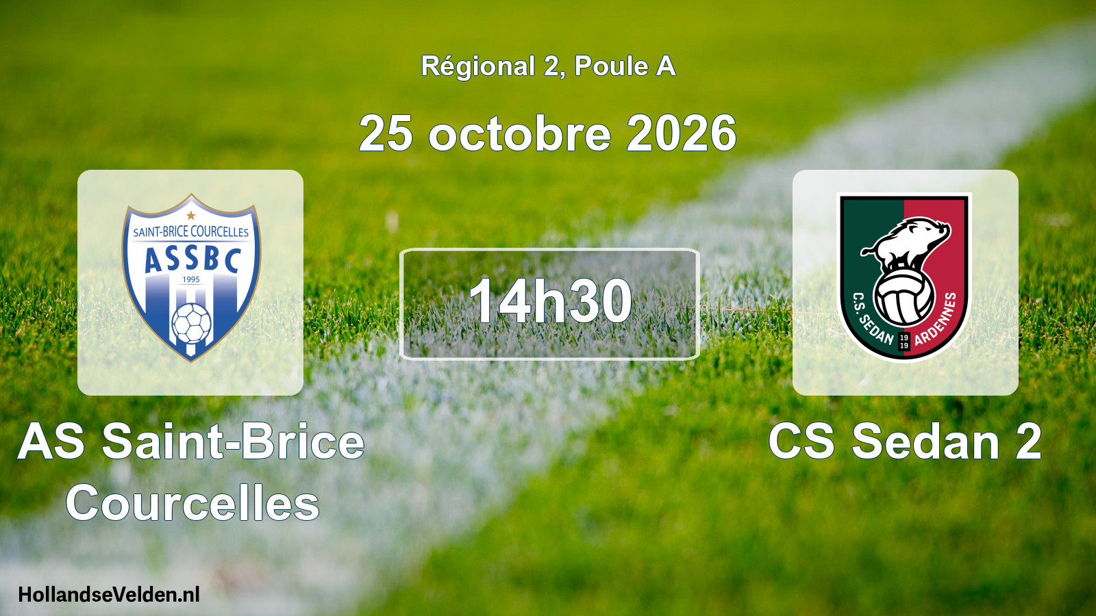 Match programmé: AS Saint-Brice Courcelles - CS Sedan 2 (25 octobre 2026)