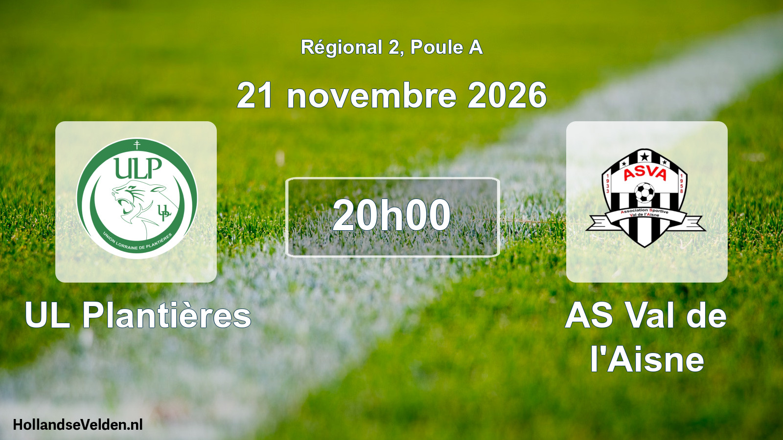 Match programmé: UL Plantières - AS Val de l'Aisne (21 novembre 2026)