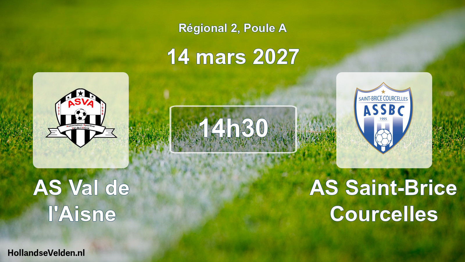Match programmé: AS Val de l'Aisne - AS Saint-Brice Courcelles (14 mars 2027)