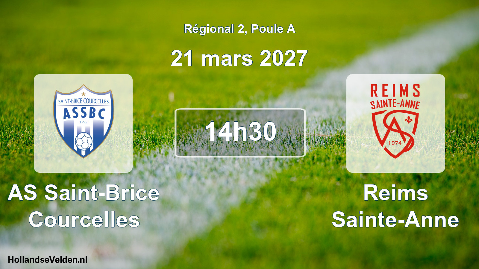 Match programmé: AS Saint-Brice Courcelles - Reims Sainte-Anne (21 mars 2027)