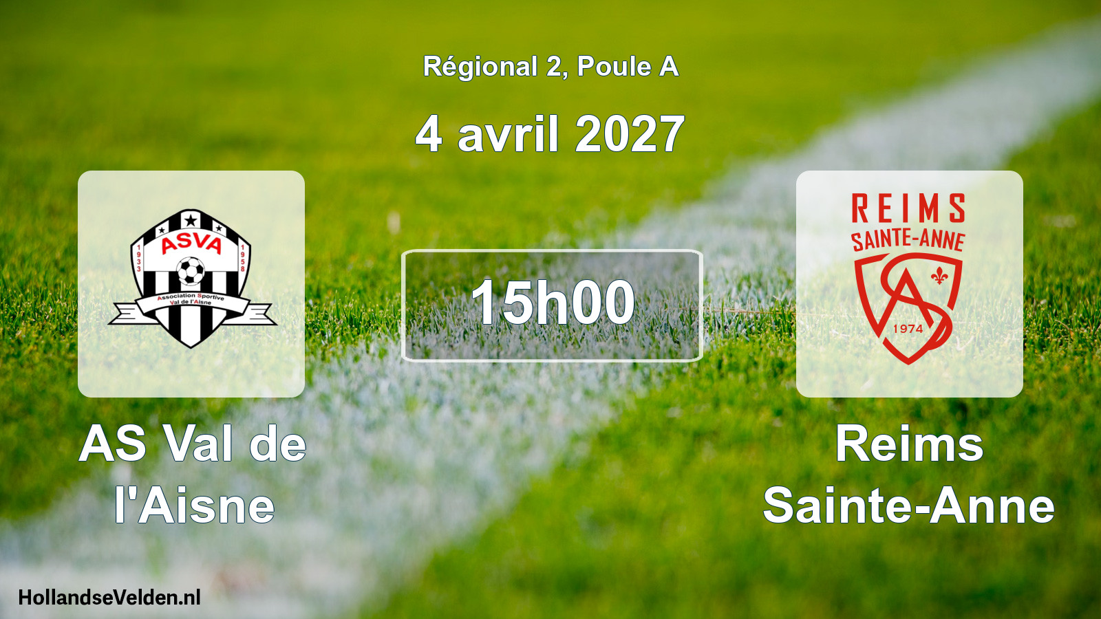 Match programmé: AS Val de l'Aisne - Reims Sainte-Anne (4 avril 2027)
