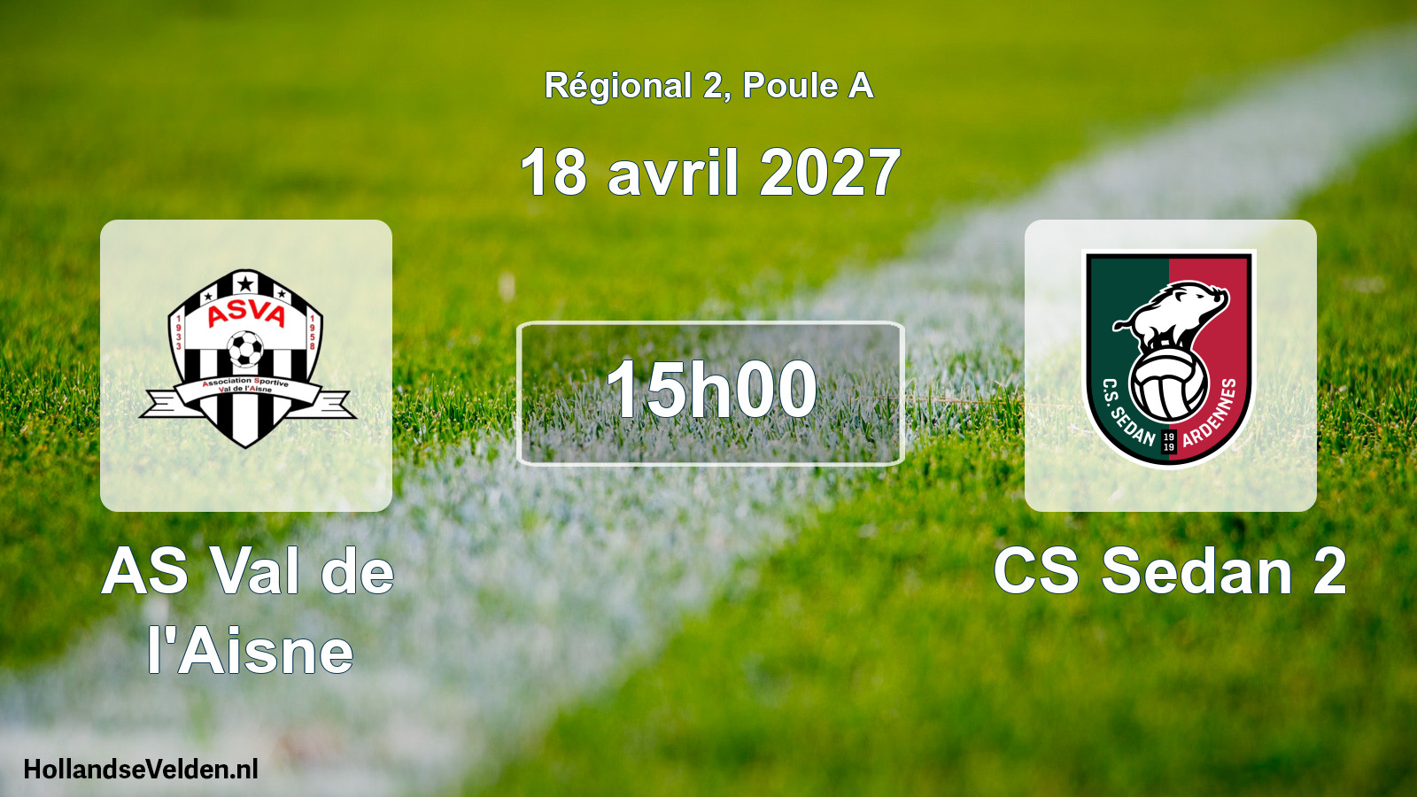 Match programmé: AS Val de l'Aisne - CS Sedan 2 (18 avril 2027)