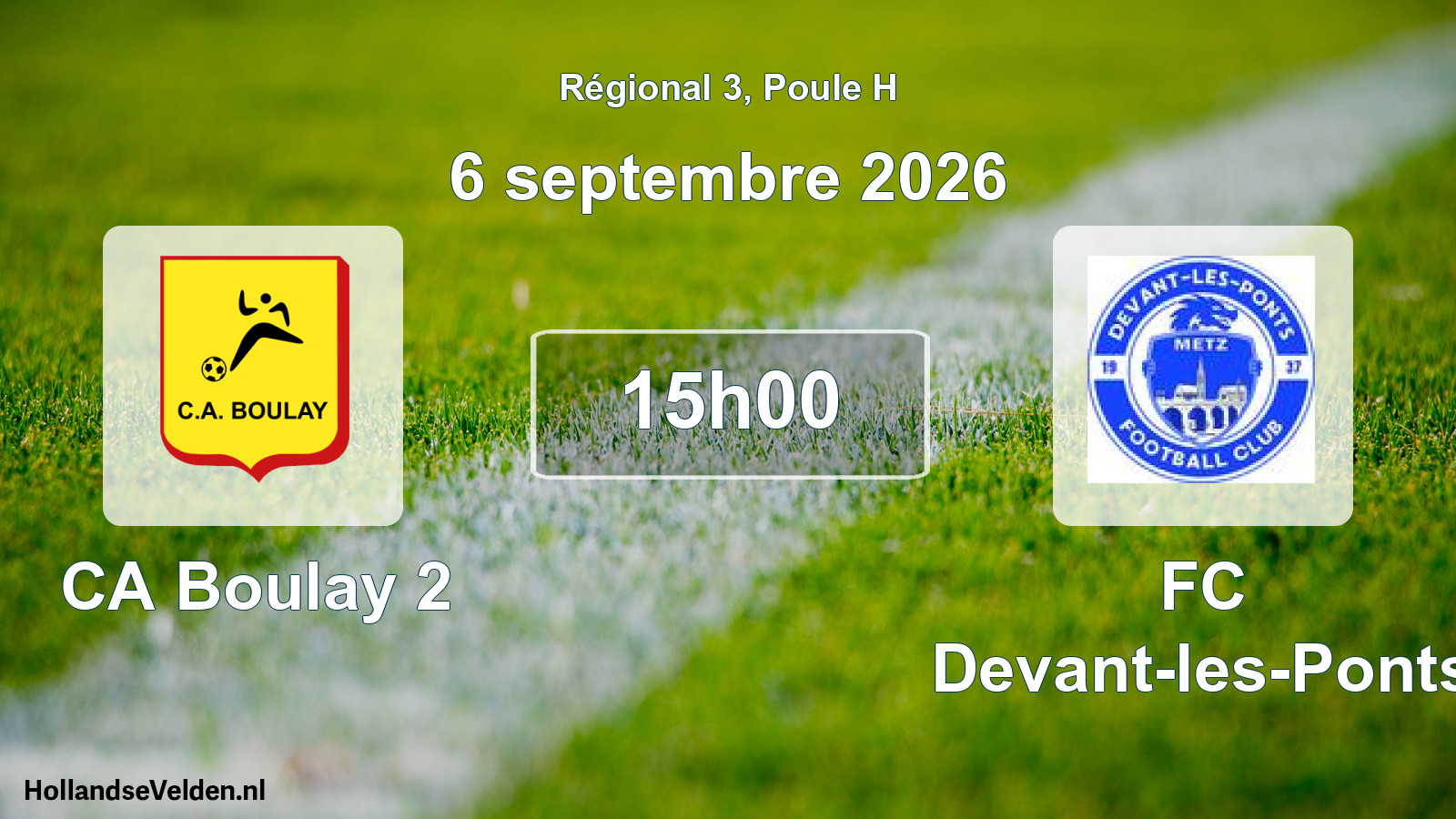Match programmé: CA Boulay 2 - FC Devant-les-Ponts (6 septembre 2026)