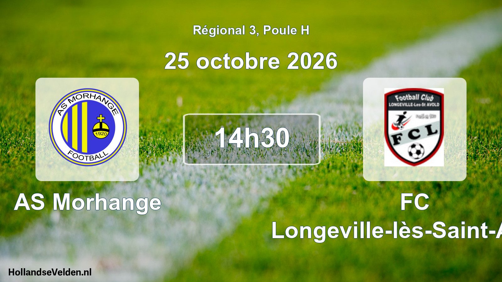 Match programmé: AS Morhange - FC Longeville-lès-Saint-Avold (25 octobre 2026)