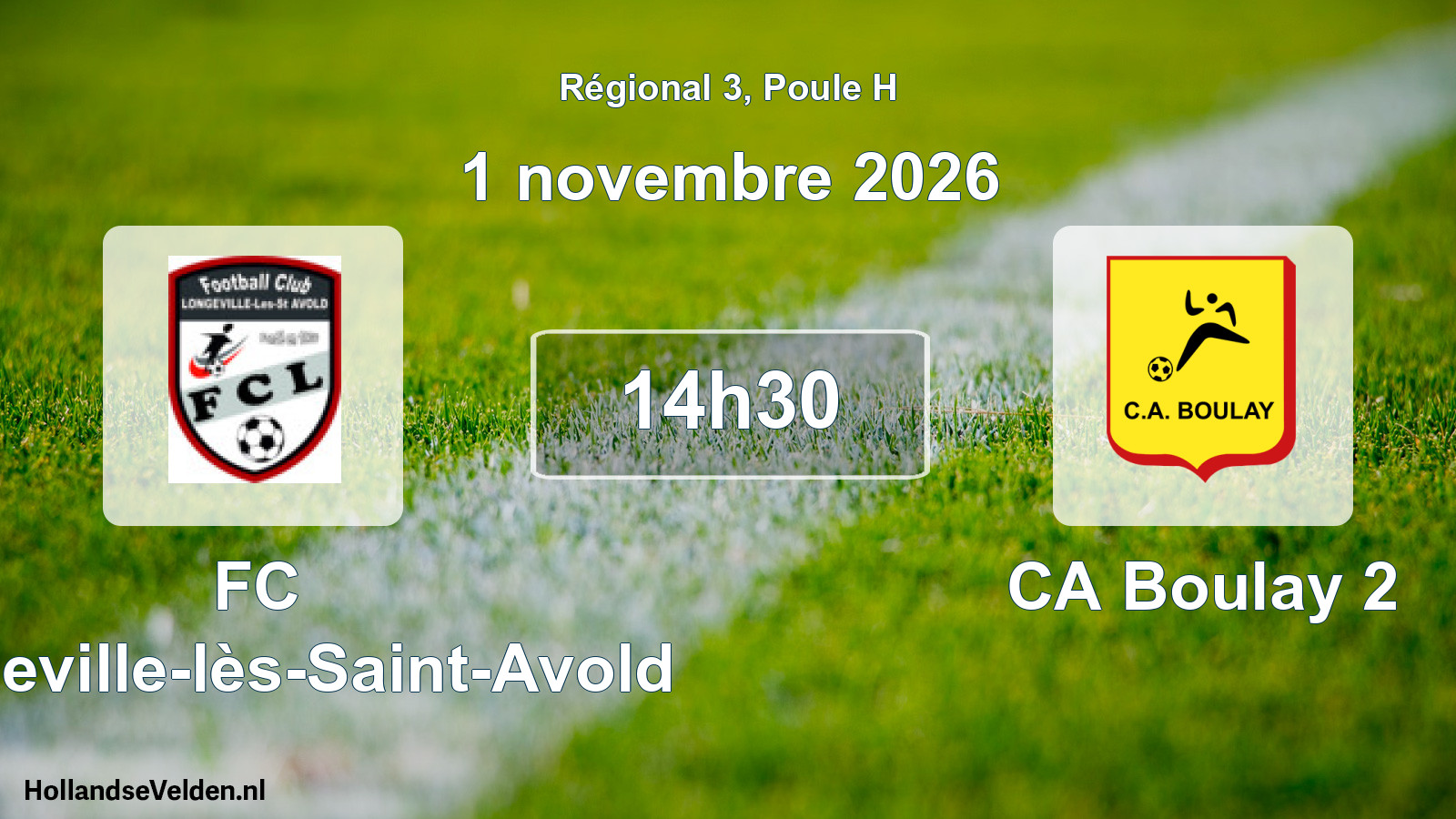 Match programmé: FC Longeville-lès-Saint-Avold - CA Boulay 2 (1 novembre 2026)