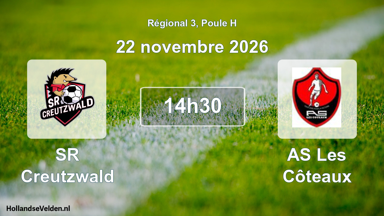 Match programmé: SR Creutzwald - AS Les Côteaux (22 novembre 2026)