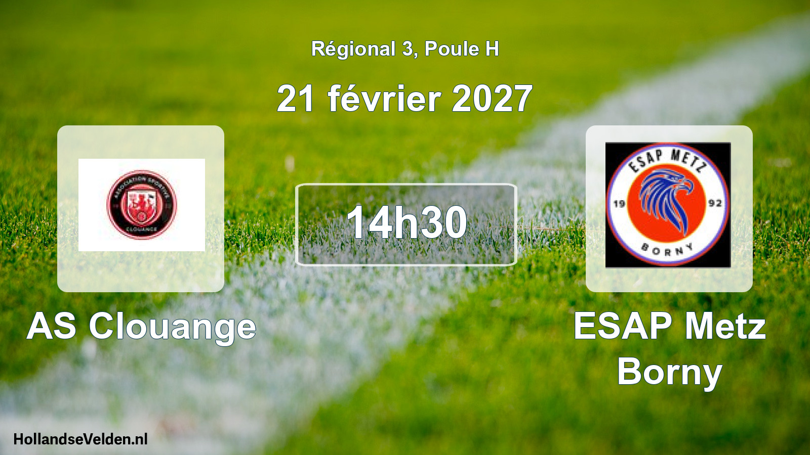 Match programmé: AS Clouange - ESAP Metz Borny (21 février 2027)