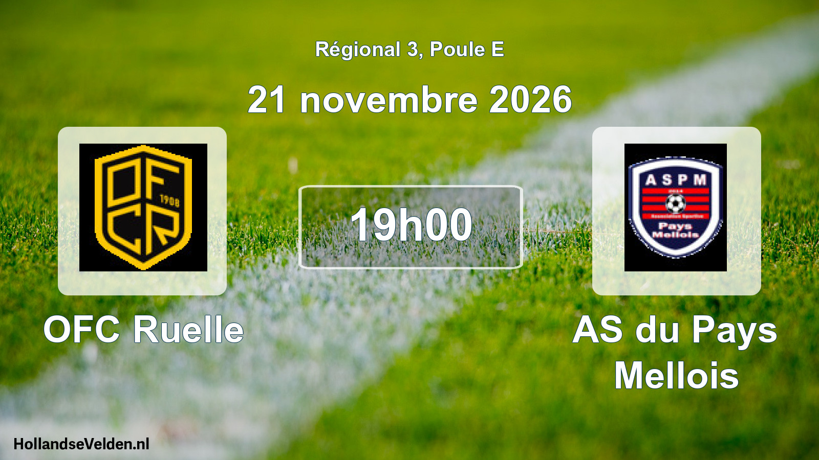 Match programmé: OFC Ruelle - AS du Pays Mellois (21 novembre 2026)