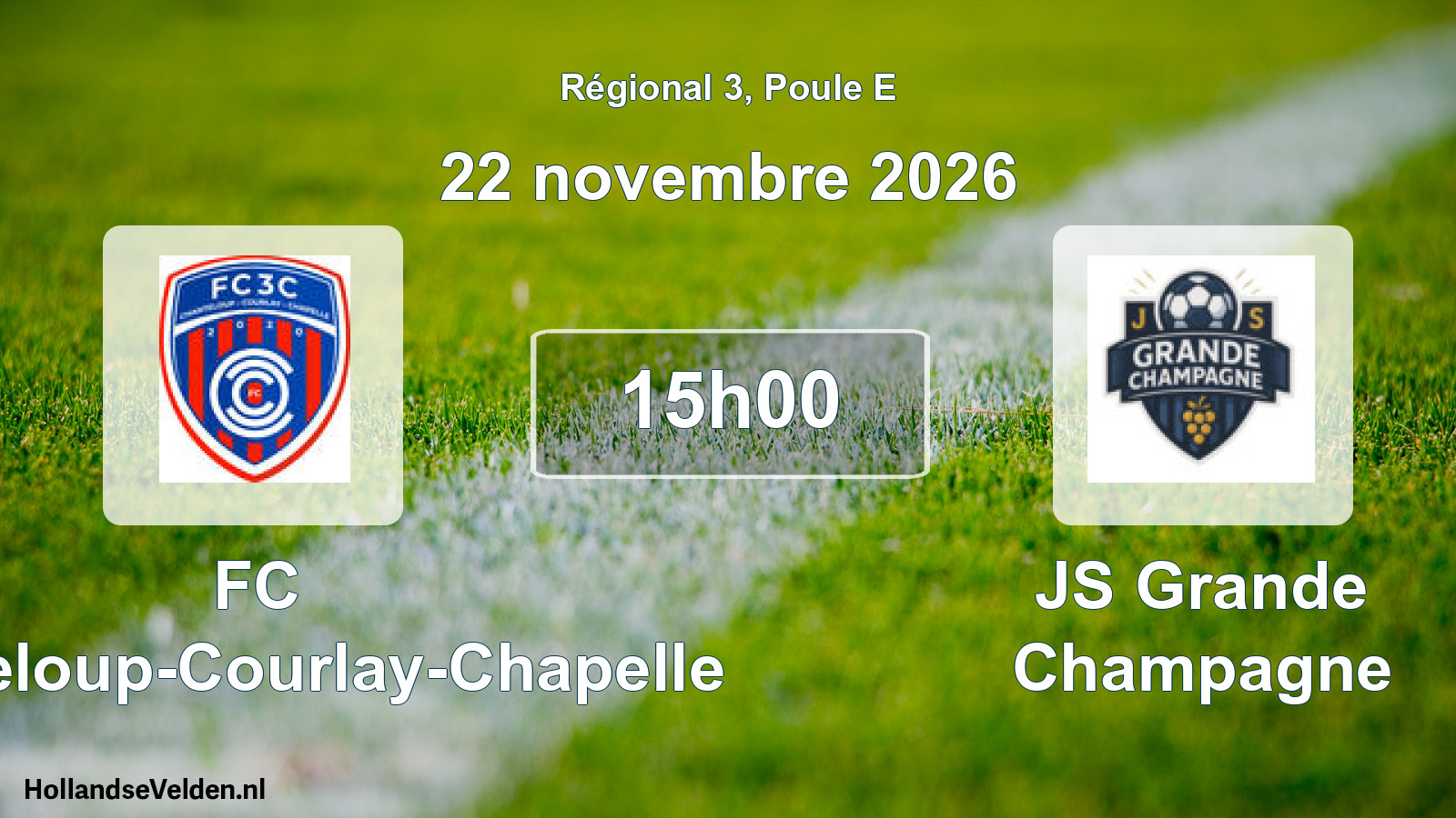 Match programmé: FC Chanteloup-Courlay-Chapelle - JS Grande Champagne (22 novembre 2026)