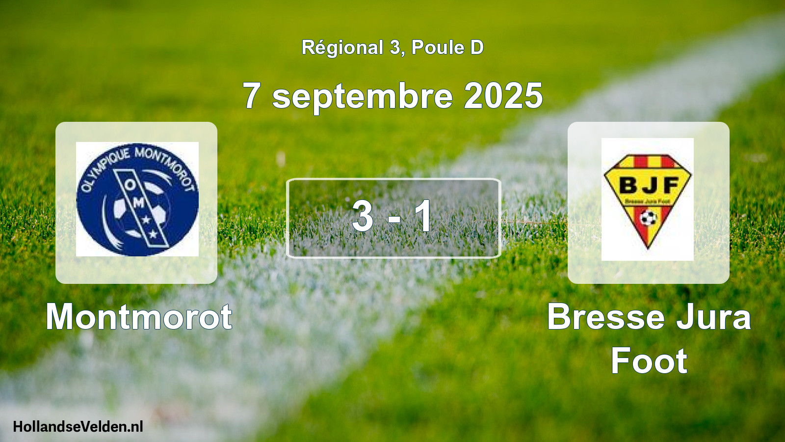 Gespeelde wedstrijd: Montmorot - Bresse Jura Foot 3 - 1 (7 septembre 2025)