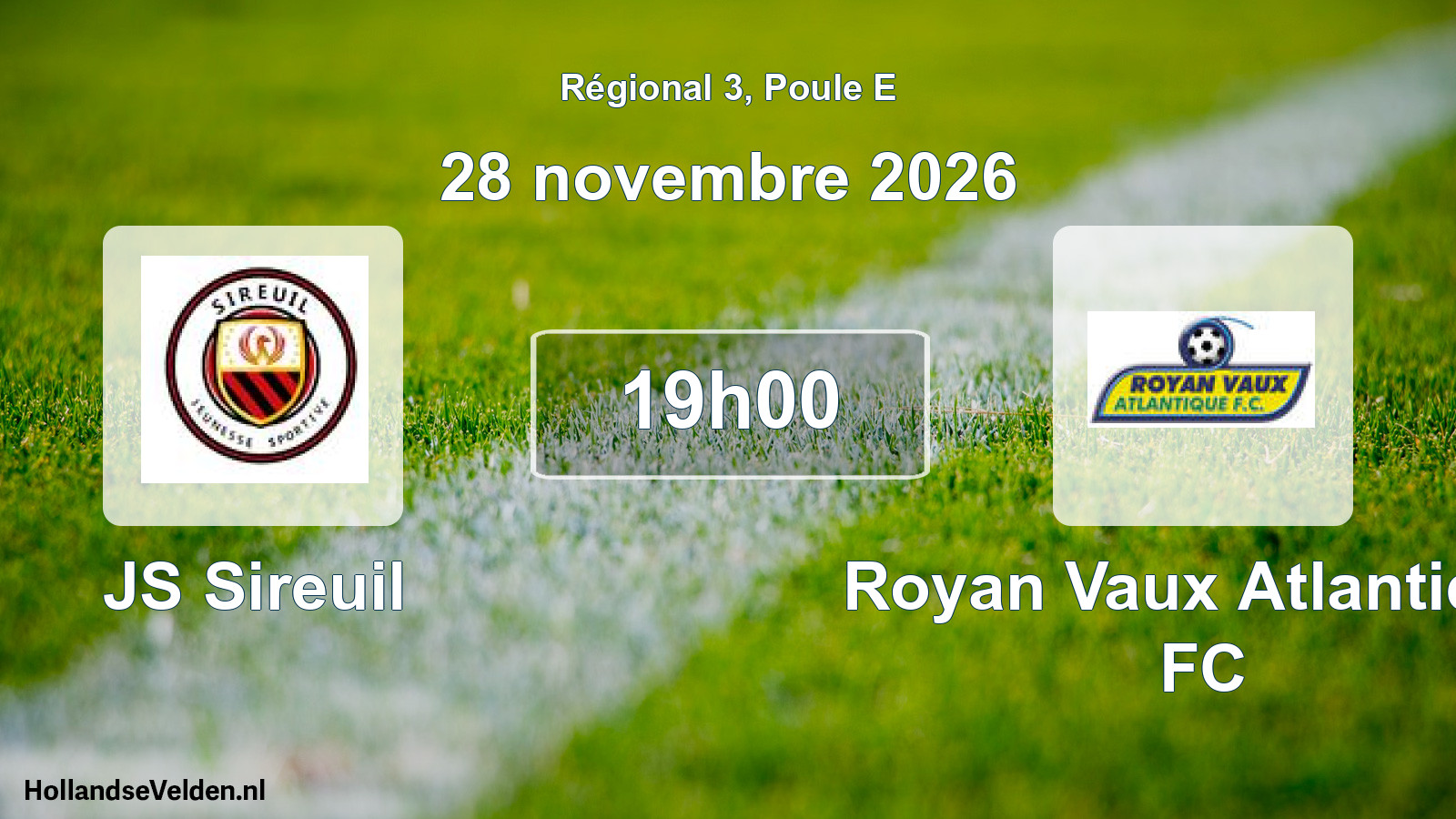 Match programmé: JS Sireuil - Royan Vaux Atlantique FC (28 novembre 2026)