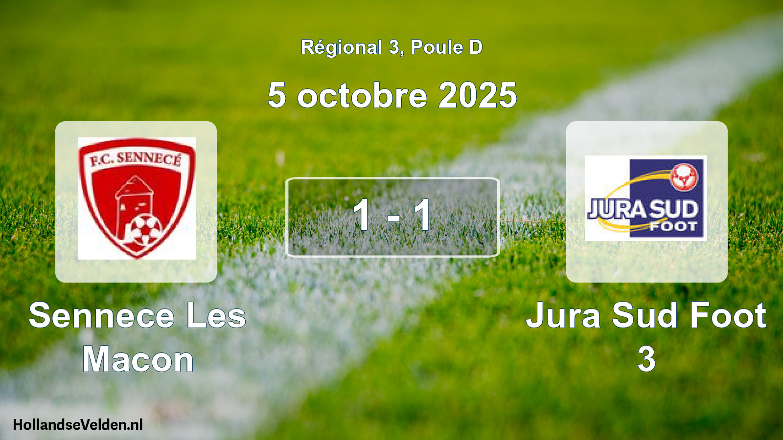 Gespeelde wedstrijd: Sennece Les Macon - Jura Sud Foot 3 1 - 1 (5 octobre 2025)