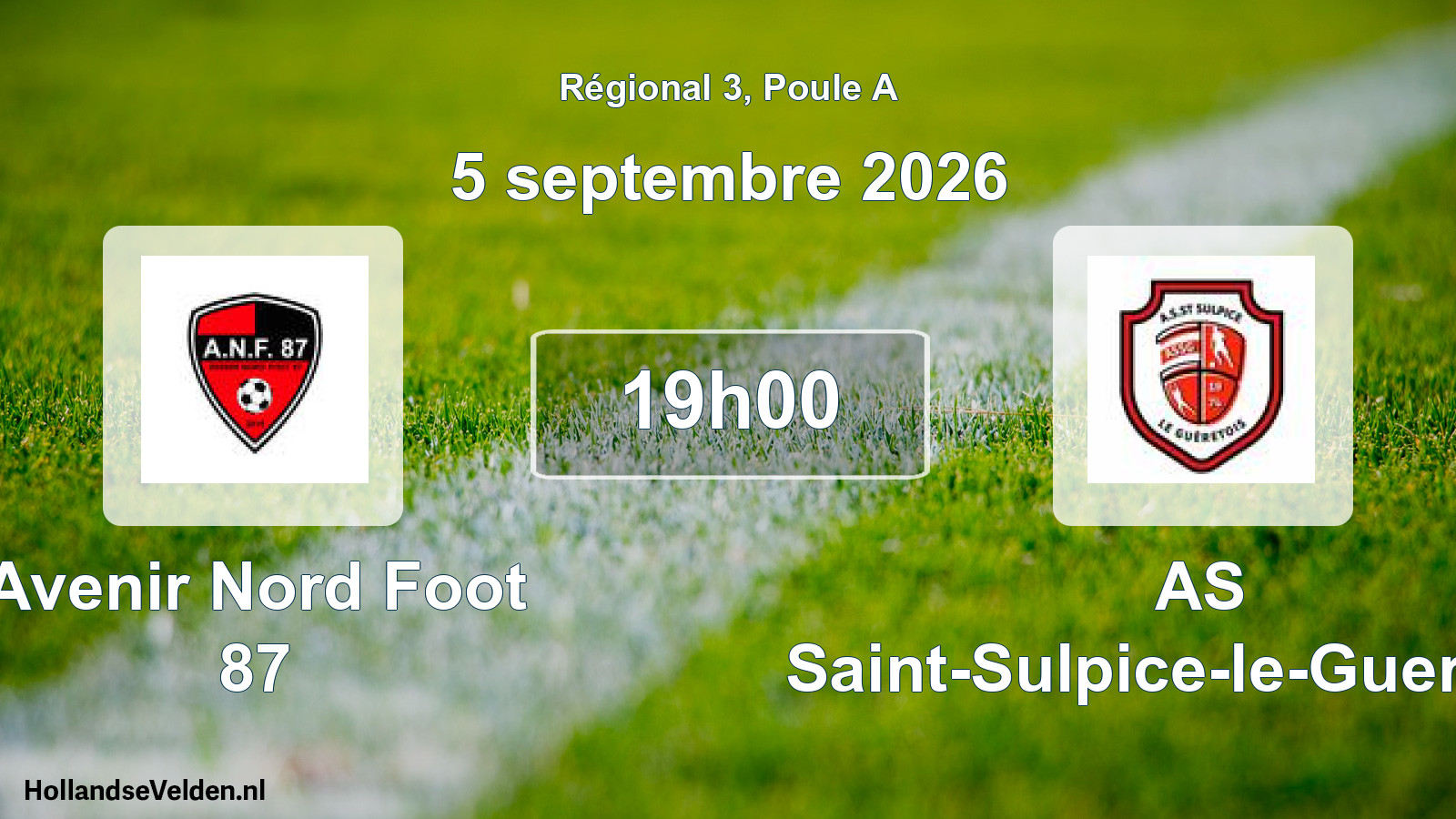 Scheduled Match: Avenir Nord Foot 87 - AS Saint-Sulpice-le-Gueretois (5 September 2026)