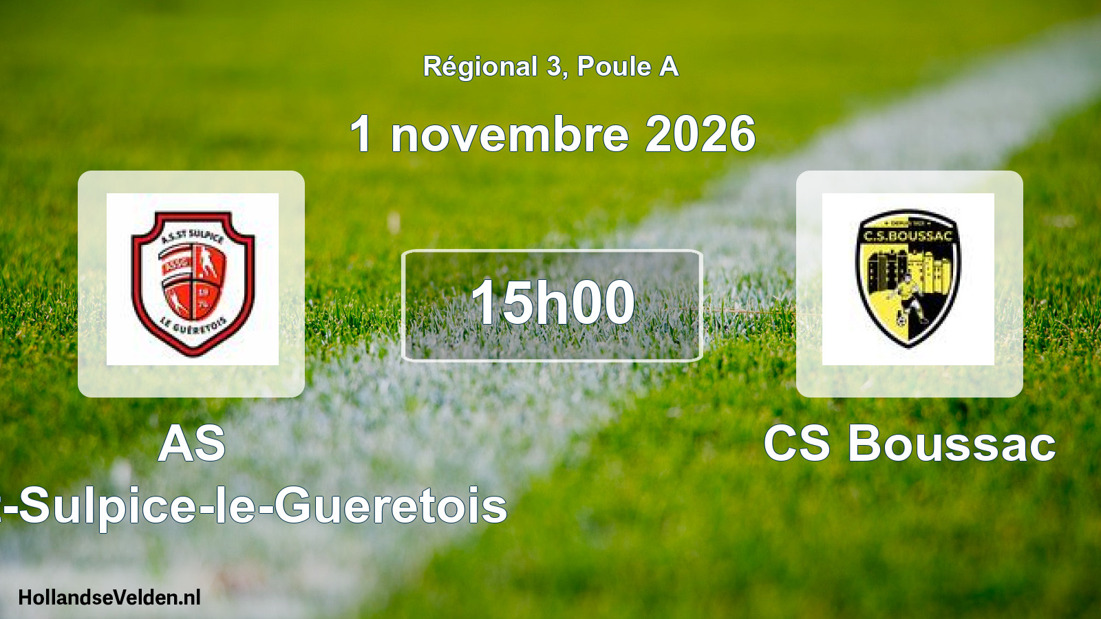 Geplande wedstrijd: AS Saint-Sulpice-le-Gueretois - CS Boussac (1 november 2026)