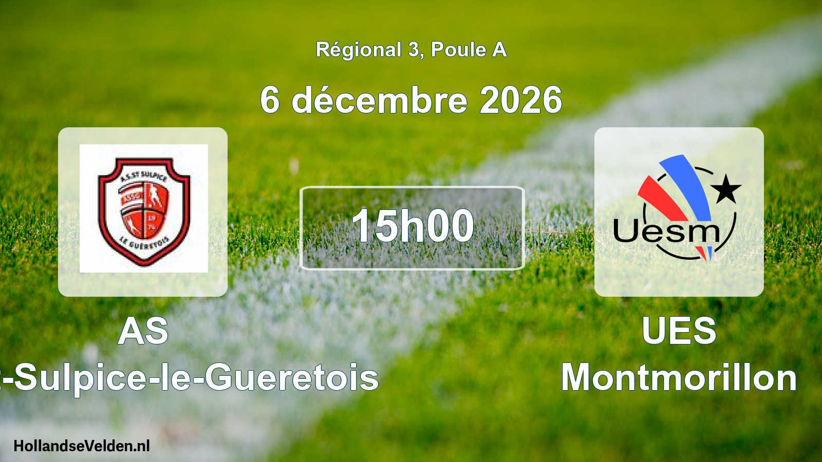 Geplande wedstrijd: AS Saint-Sulpice-le-Gueretois - UES Montmorillon (6 december 2026)