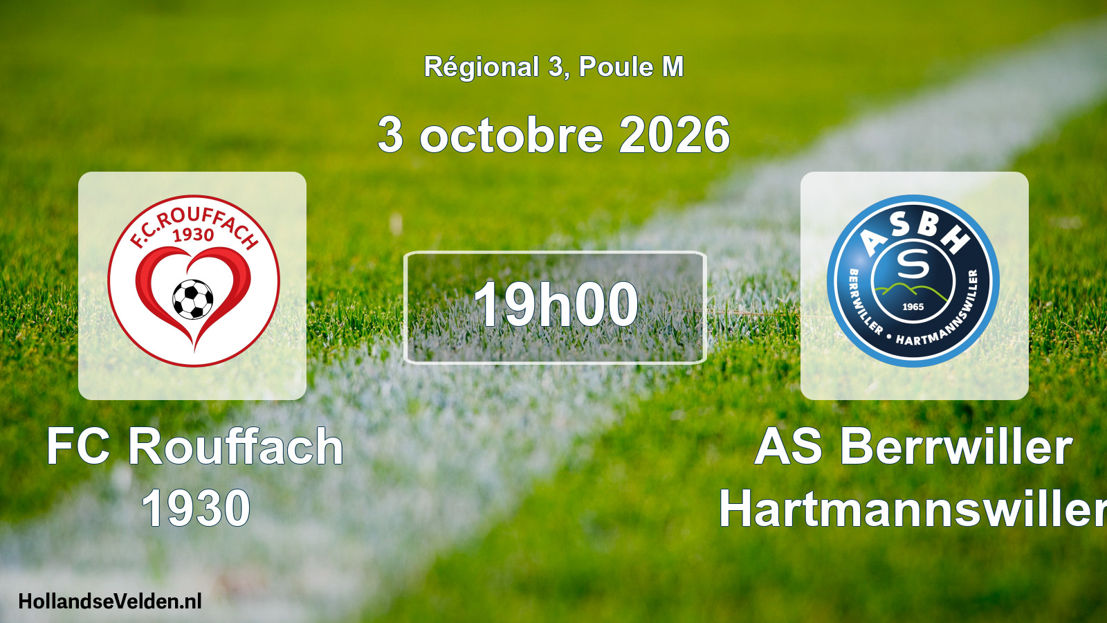 Match programmé: FC Rouffach 1930 - AS Berrwiller Hartmannswiller (3 octobre 2026)