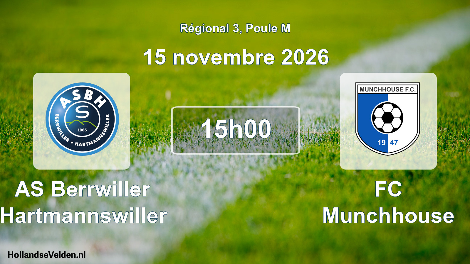 Match programmé: AS Berrwiller Hartmannswiller - FC Munchhouse (15 novembre 2026)