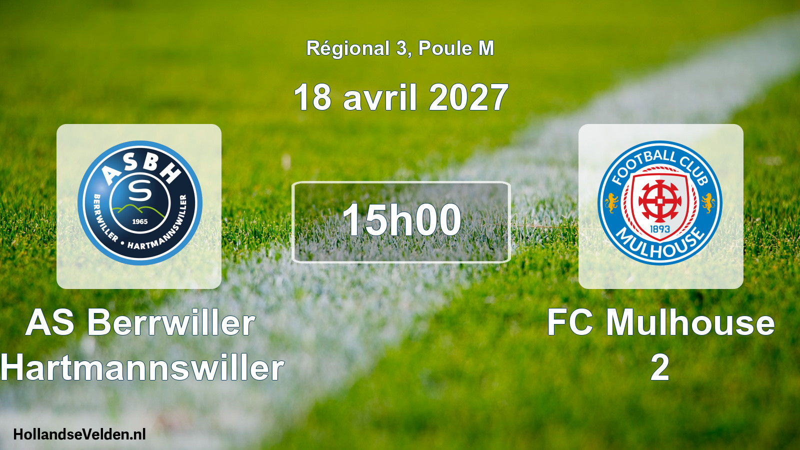 Match programmé: AS Berrwiller Hartmannswiller - FC Mulhouse 2 (18 avril 2027)