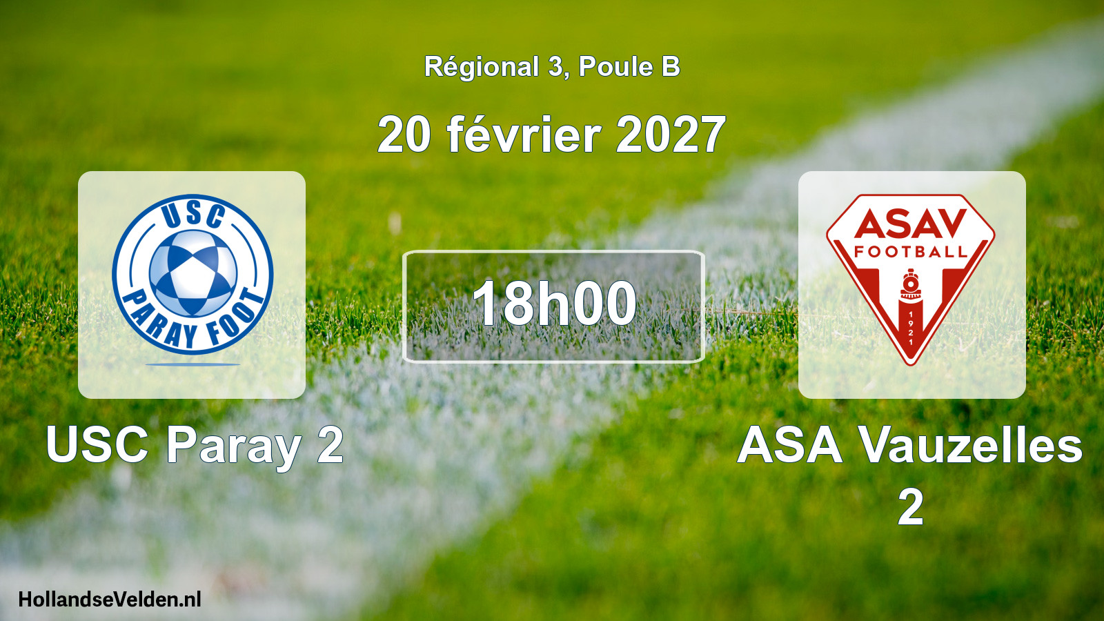 Match programmé: USC Paray 2 - ASA Vauzelles 2 (20 février 2027)