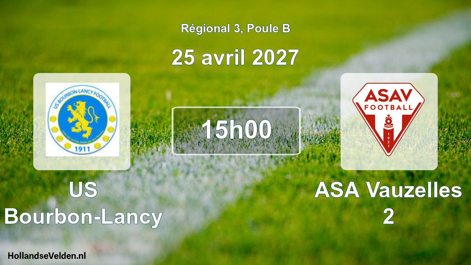 Scheduled Match: US Bourbon-Lancy - ASA Vauzelles 2 (25 April 2027)