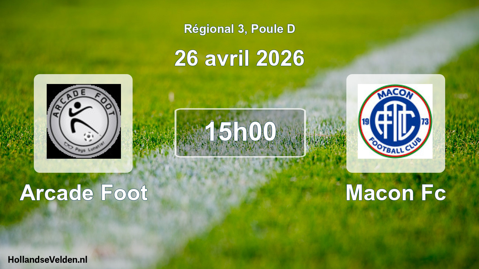 Geplande wedstrijd: Arcade Foot - Macon Fc (26 avril 2026)