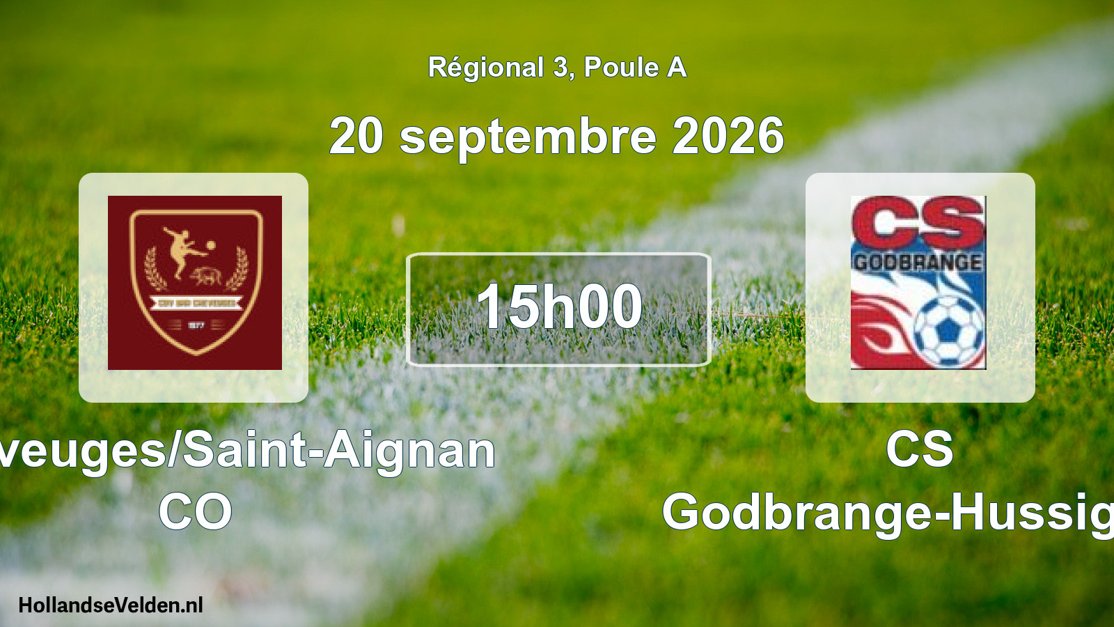 Match programmé: Cheveuges/Saint-Aignan CO - CS Godbrange-Hussigny (20 septembre 2026)