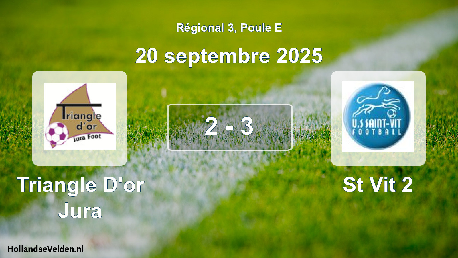 Gespeelde wedstrijd: Triangle D'or Jura - St Vit 2 2 - 3 (20 septembre 2025)