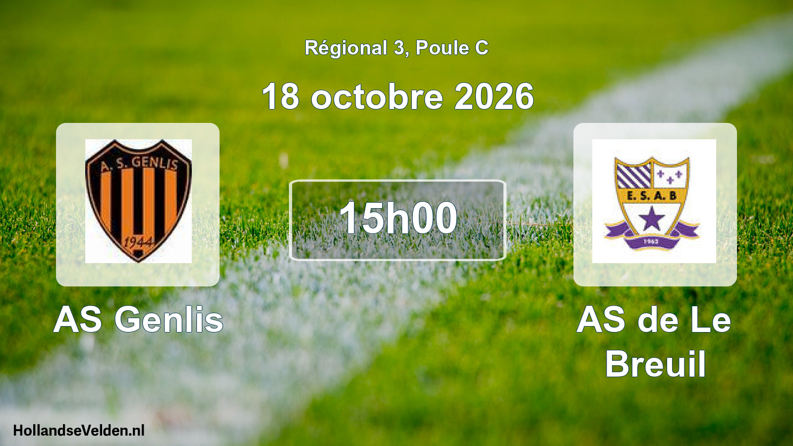 Match programmé: AS Genlis - AS de Le Breuil (18 octobre 2026)