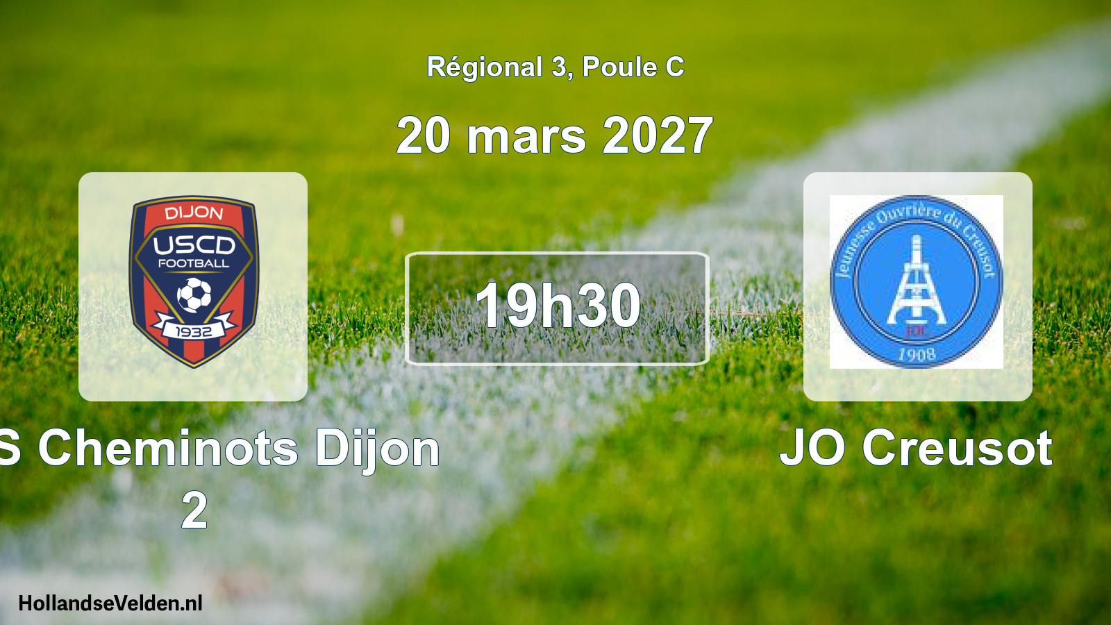 Match programmé: US Cheminots Dijon 2 - JO Creusot (20 mars 2027)