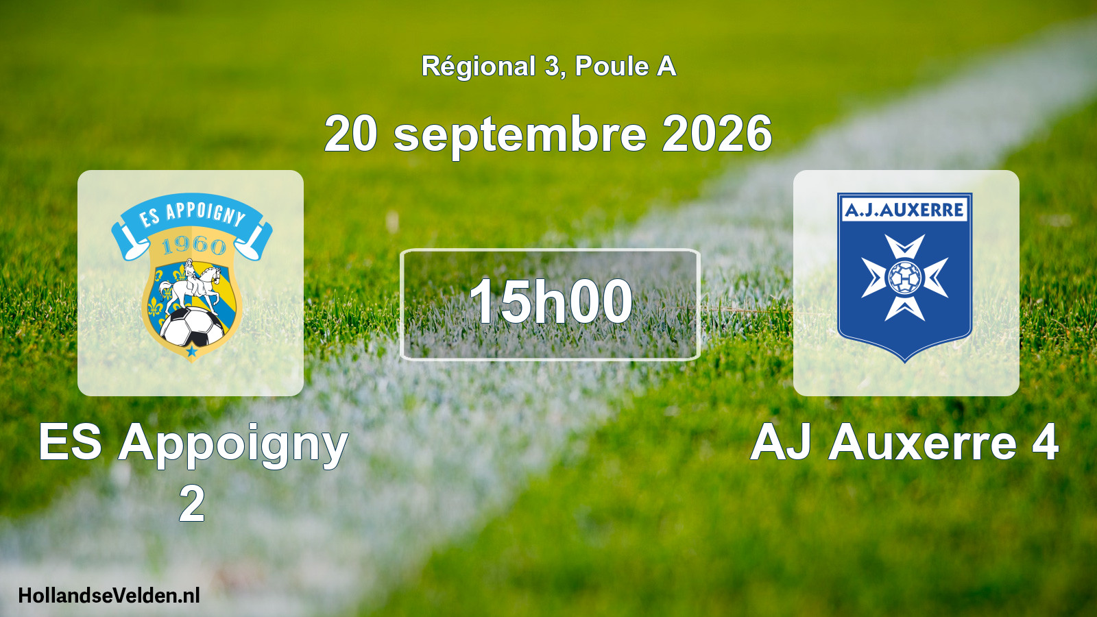 Match programmé: ES Appoigny 2 - AJ Auxerre 4 (20 septembre 2026)