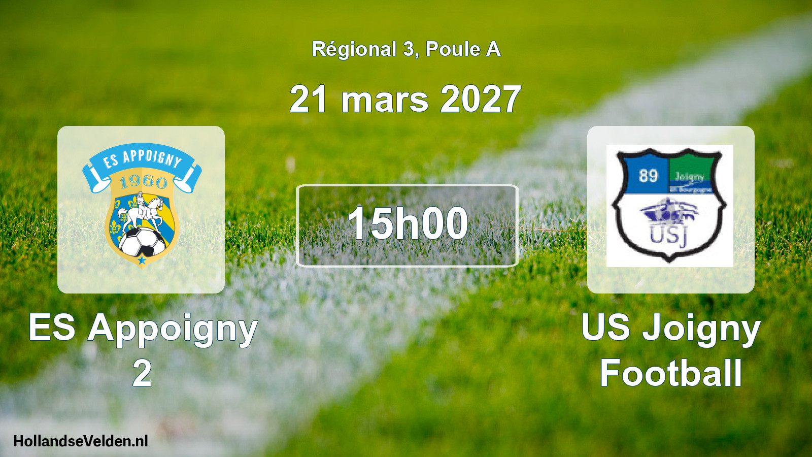 Match programmé: ES Appoigny 2 - US Joigny Football (21 mars 2027)