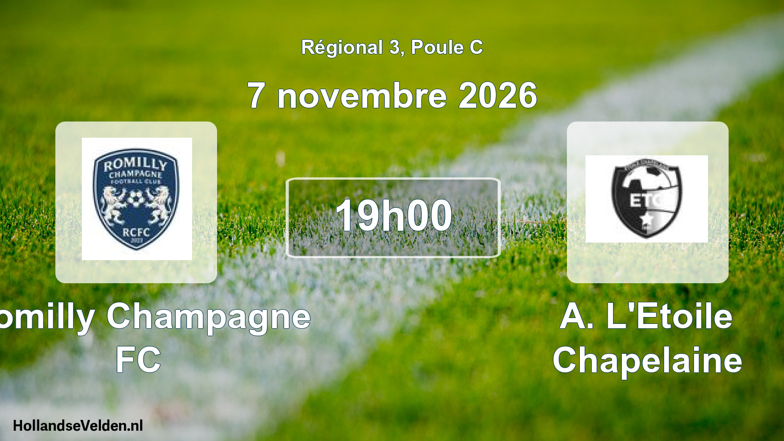 Match programmé: Romilly Champagne FC - A. L'Etoile Chapelaine (7 novembre 2026)