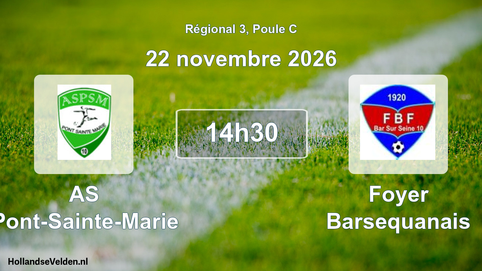 Match programmé: AS Pont-Sainte-Marie - Foyer Barsequanais (22 novembre 2026)