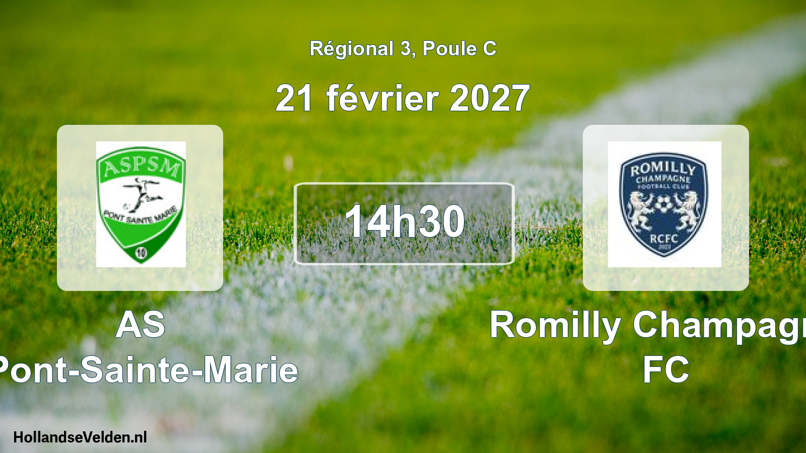 Match programmé: AS Pont-Sainte-Marie - Romilly Champagne FC (21 février 2027)