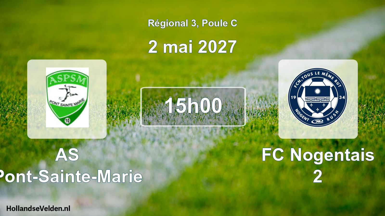 Match programmé: AS Pont-Sainte-Marie - FC Nogentais 2 (2 mai 2027)